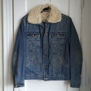 Free People Faux Sherpa Jean Jacket